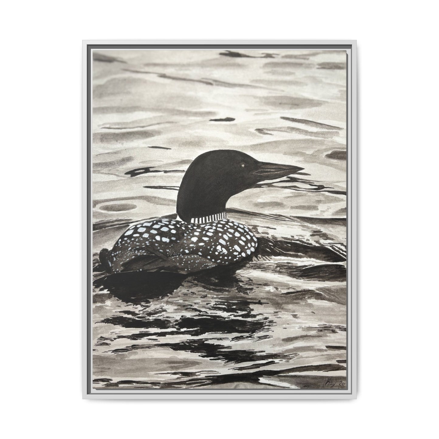 Framed Loon Canvas Print