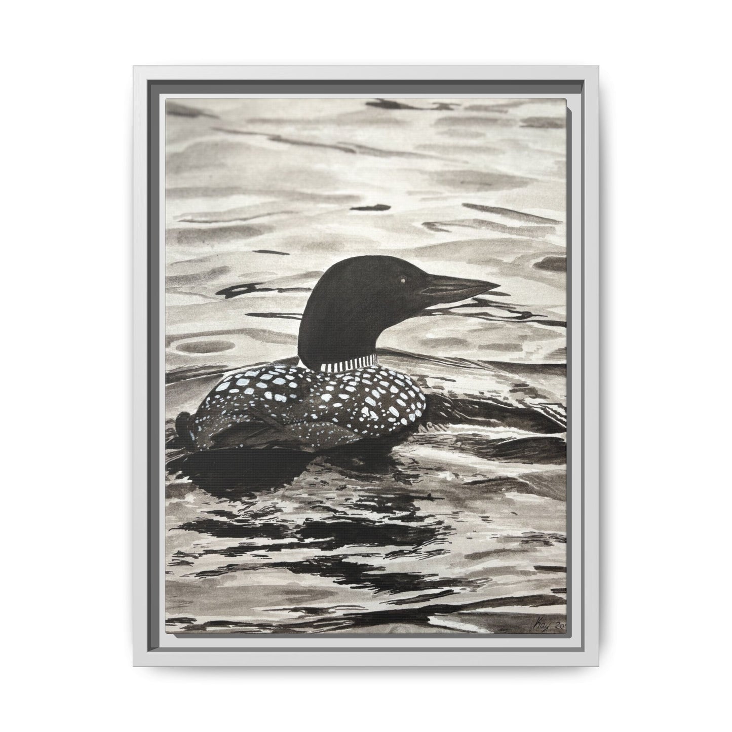 Framed Loon Canvas Print