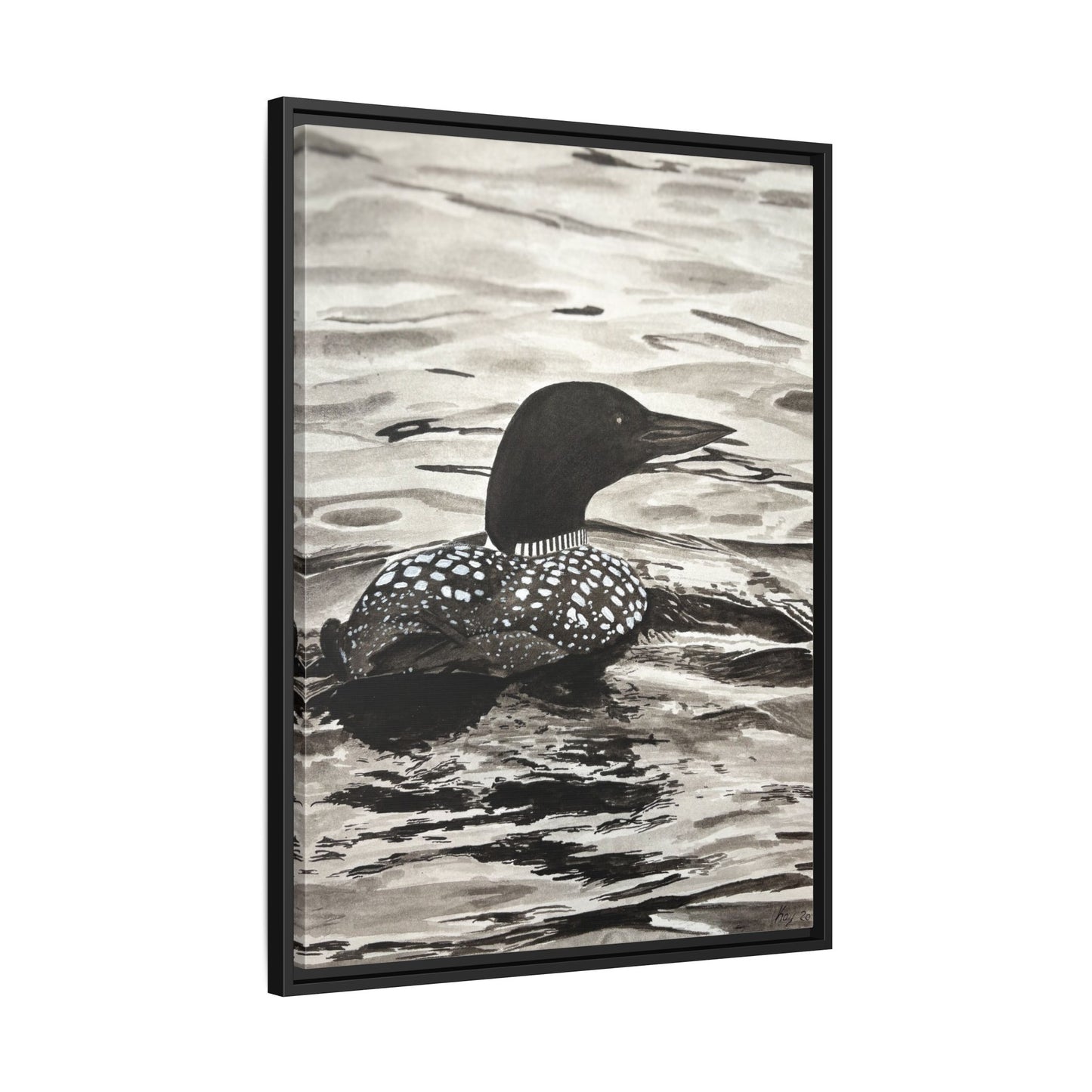 Framed Loon Canvas Print