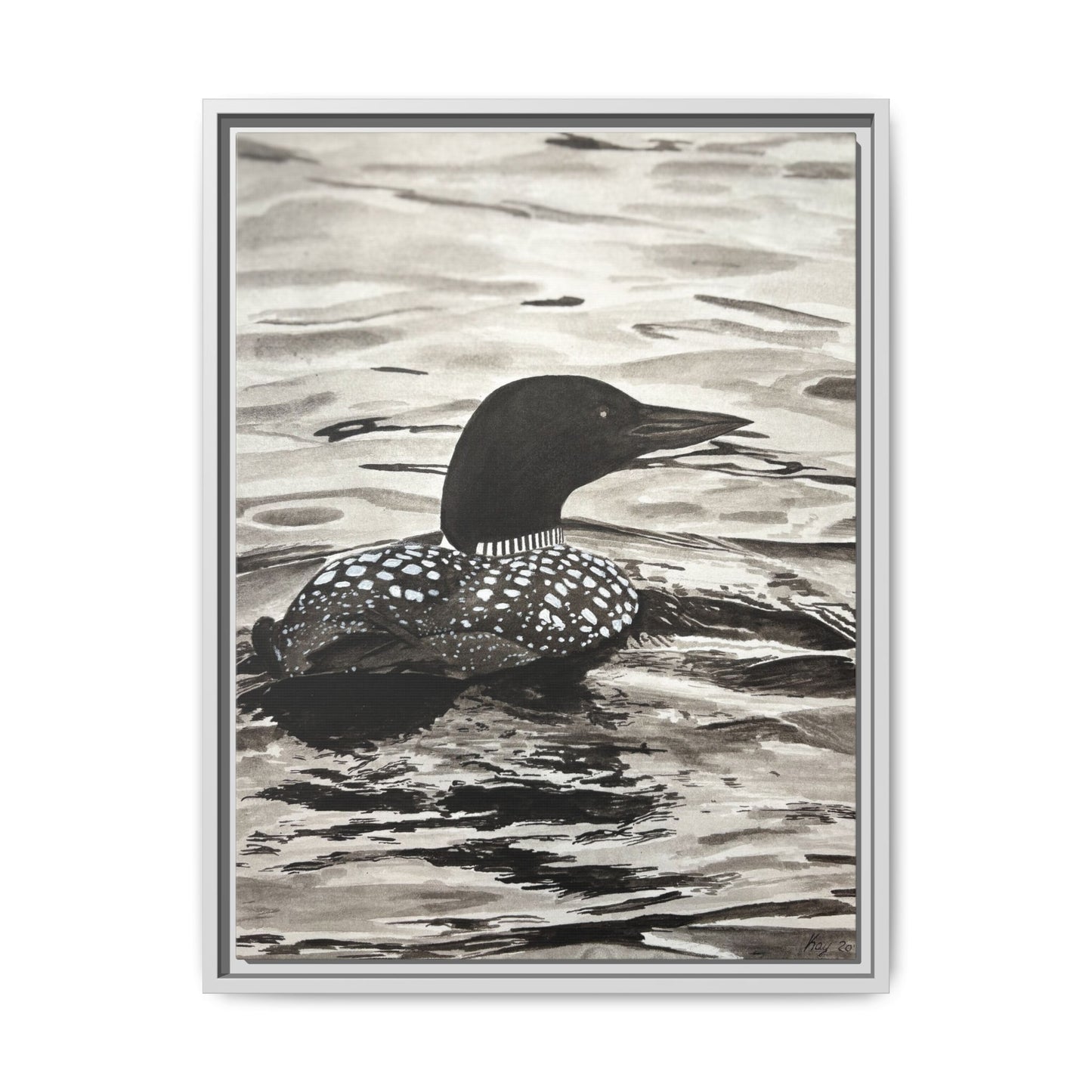 Framed Loon Canvas Print