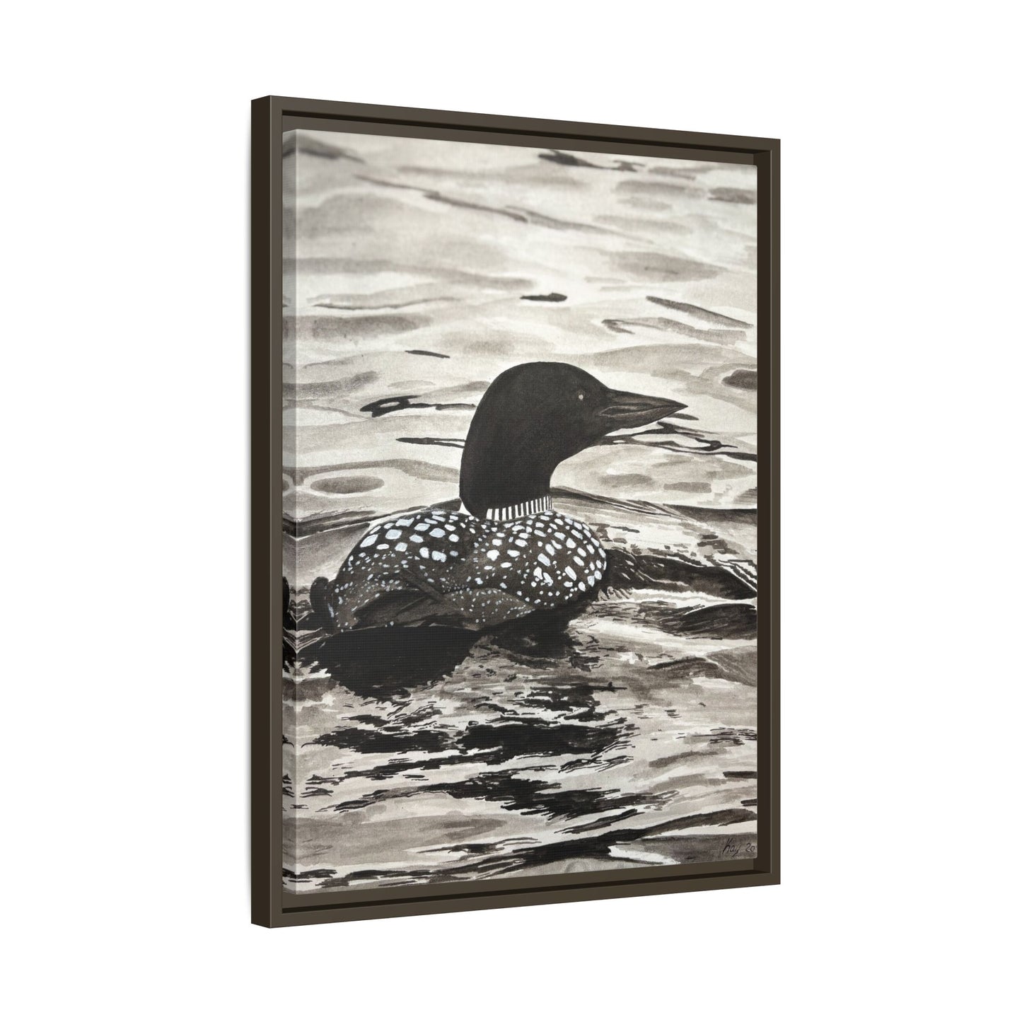 Framed Loon Canvas Print