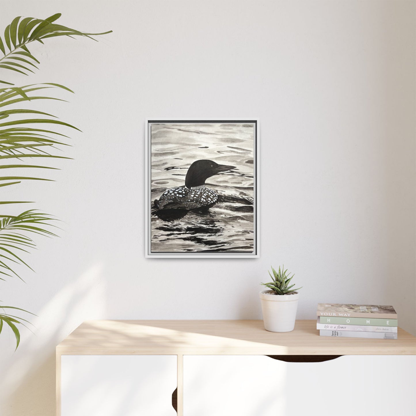 Framed Loon Canvas Print