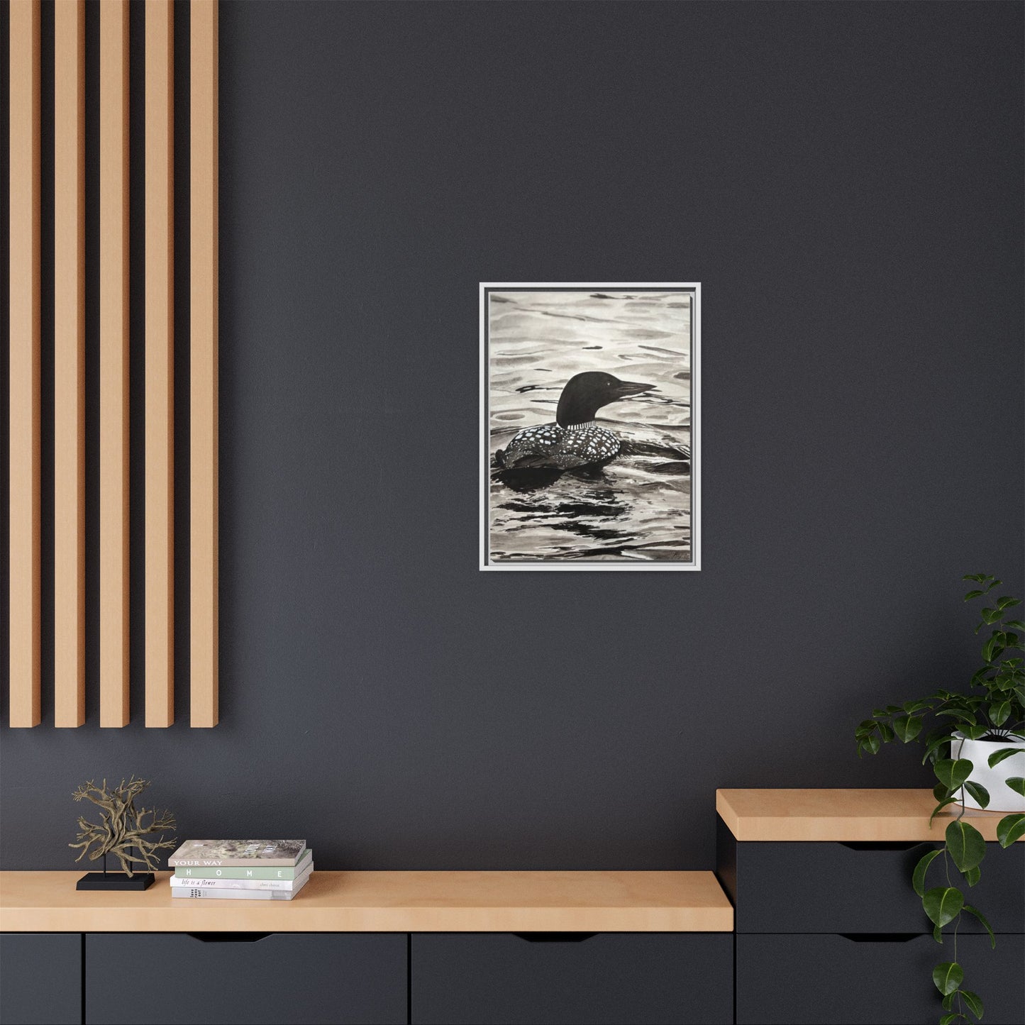 Framed Loon Canvas Print
