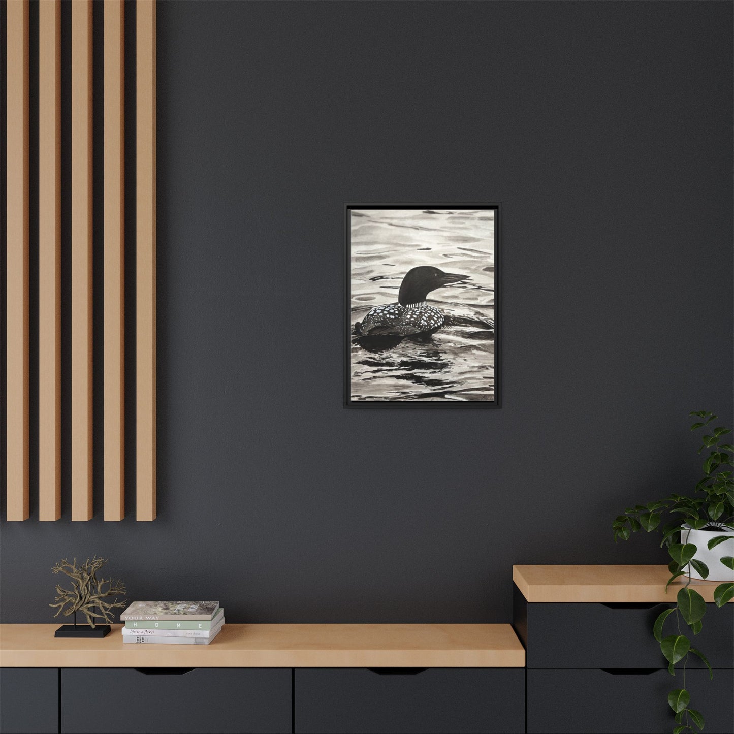 Framed Loon Canvas Print