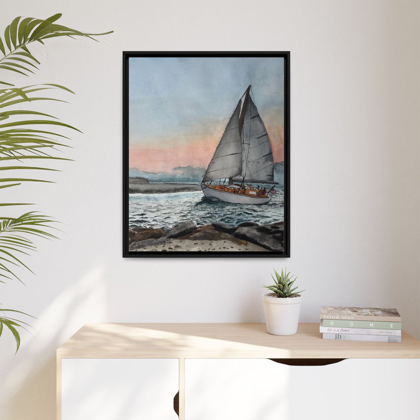 Framed Sailboat Canvas Print