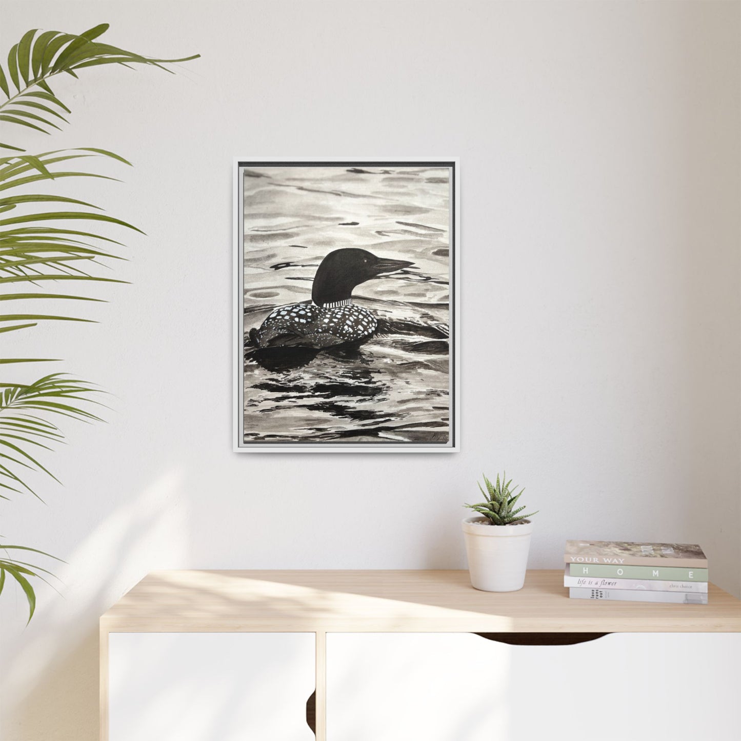 Framed Loon Canvas Print
