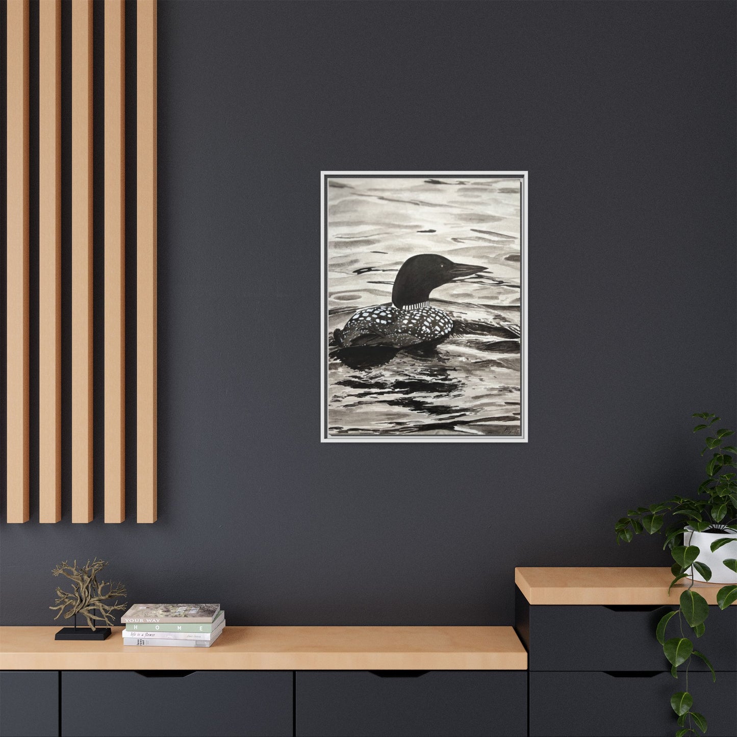 Framed Loon Canvas Print
