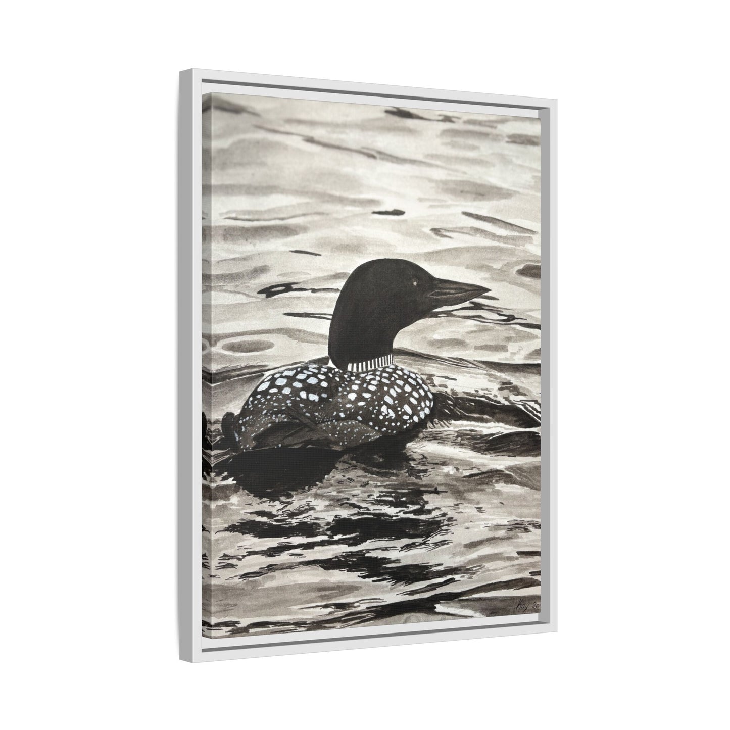 Framed Loon Canvas Print