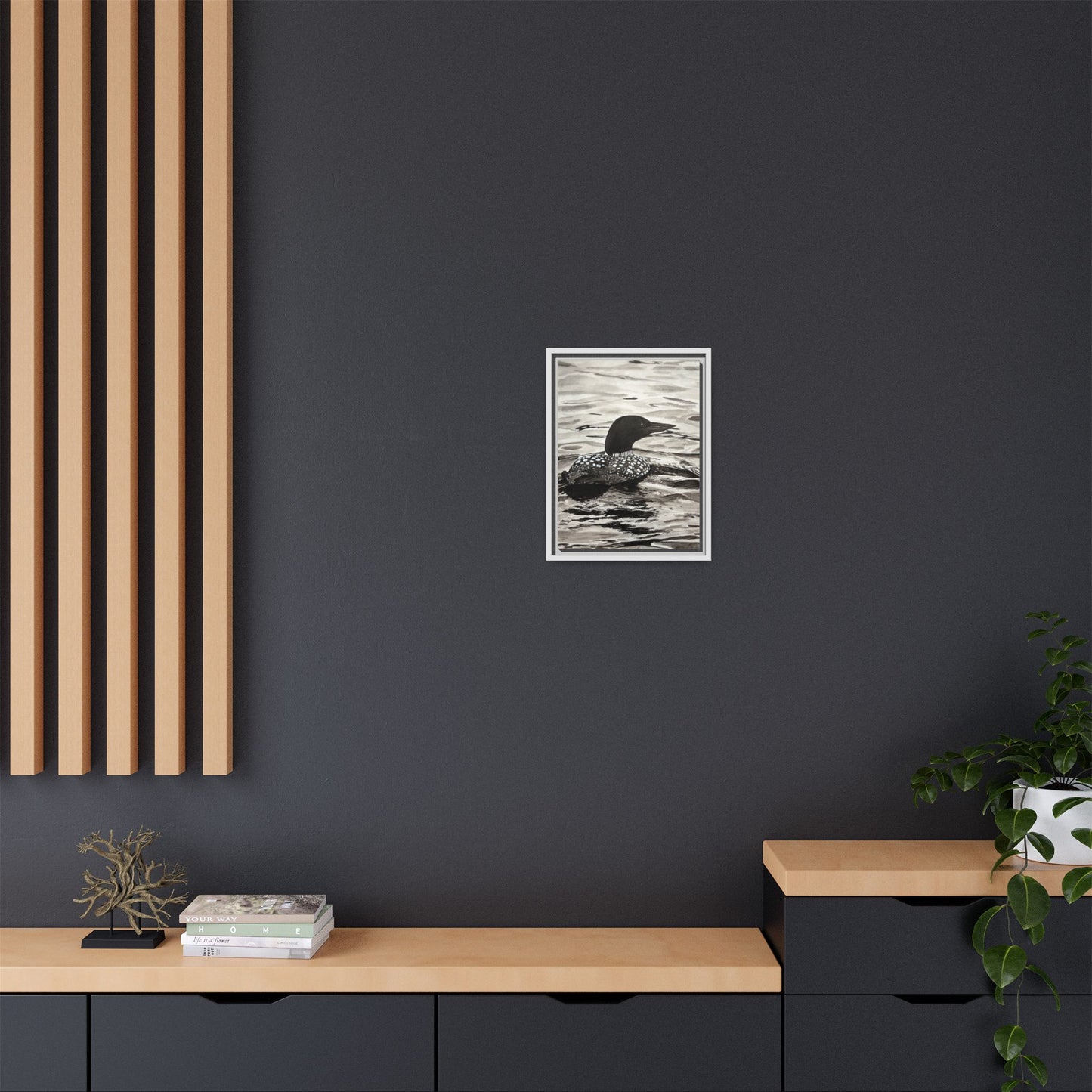 Framed Loon Canvas Print