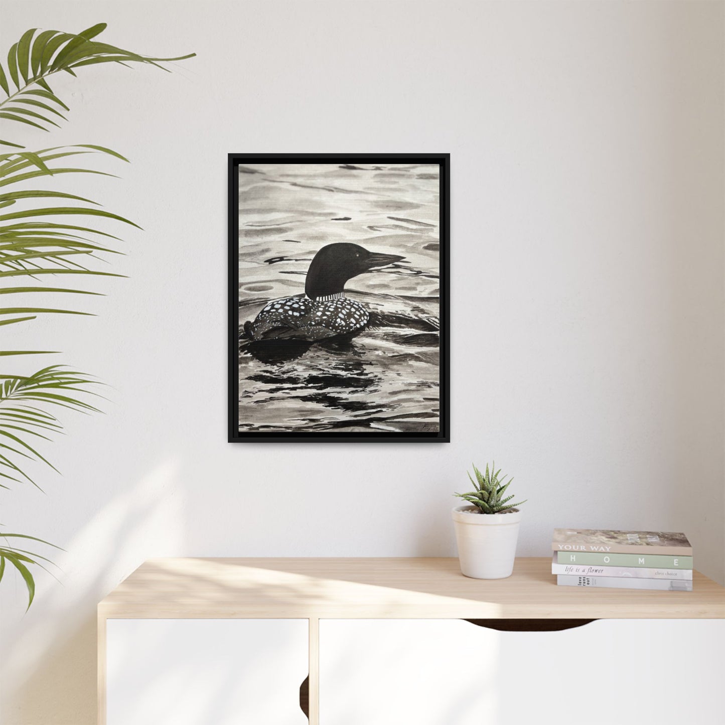 Framed Loon Canvas Print