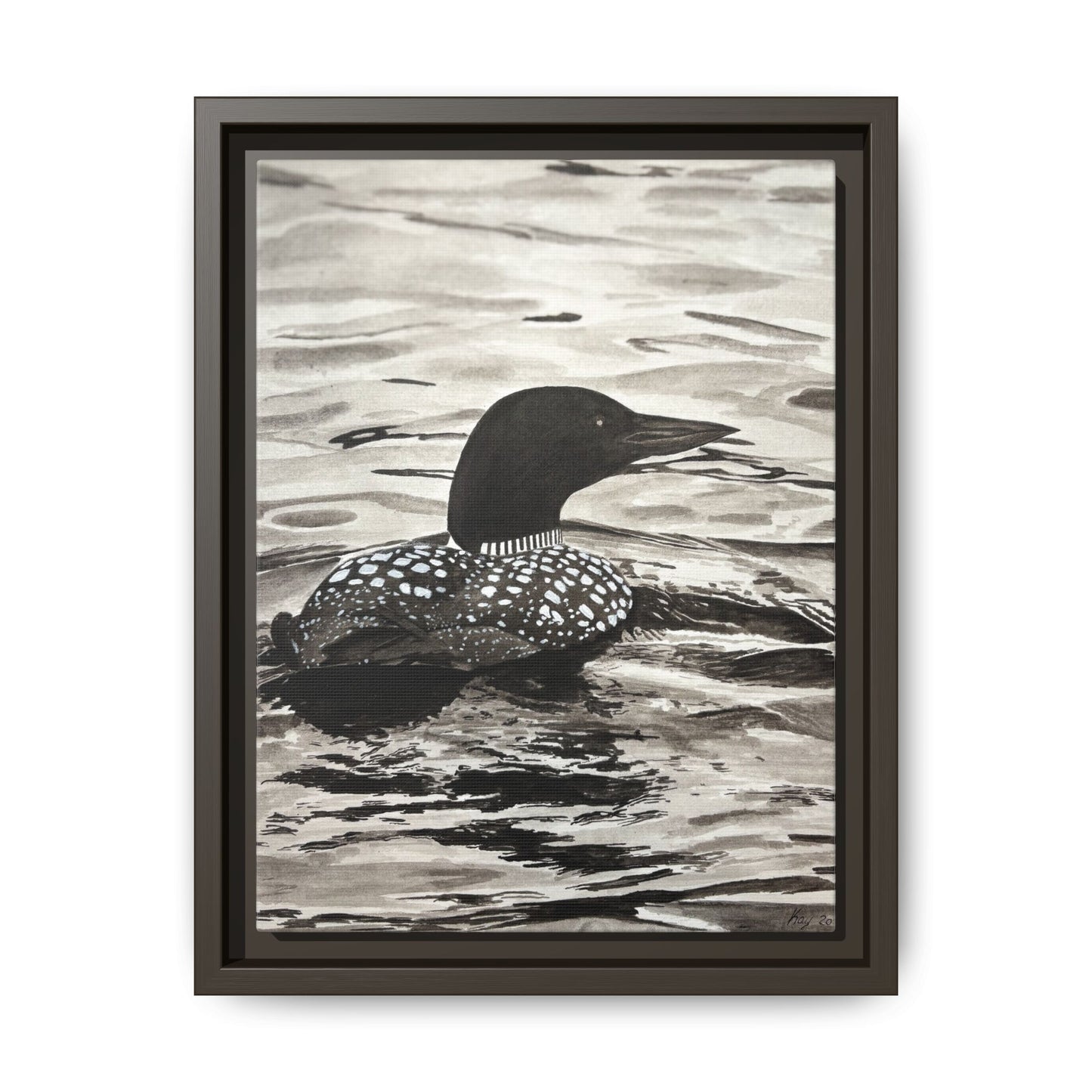 Framed Loon Canvas Print