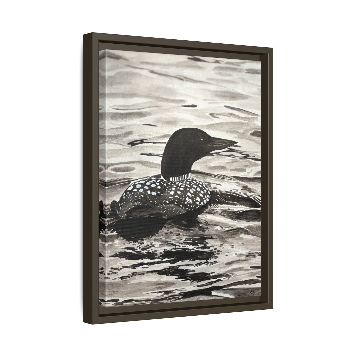 Framed Loon Canvas Print