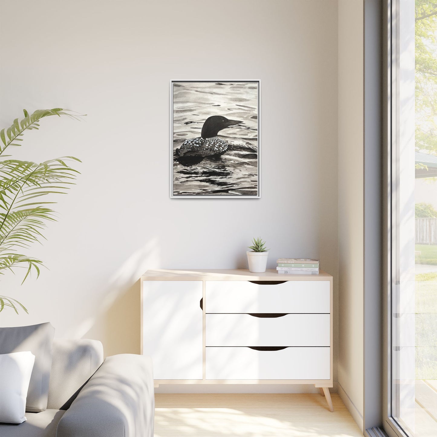 Framed Loon Canvas Print
