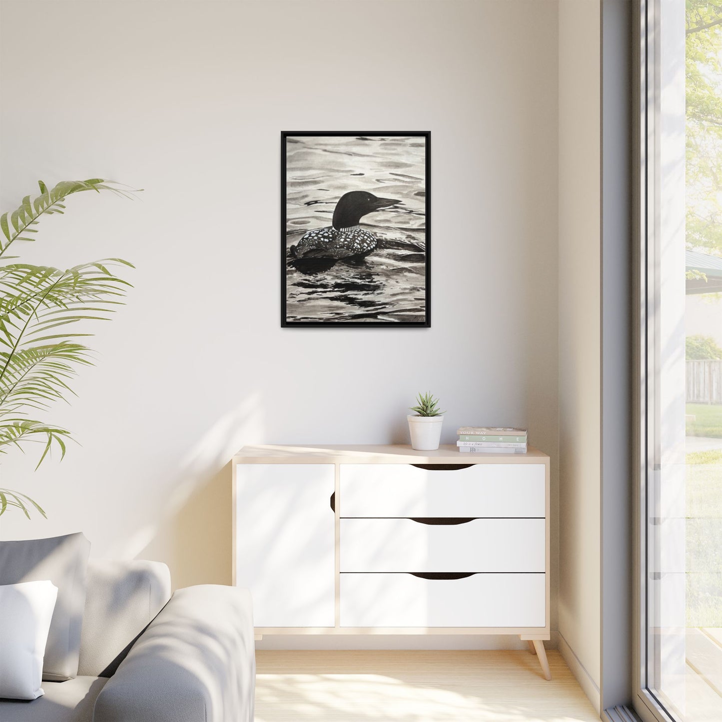Framed Loon Canvas Print