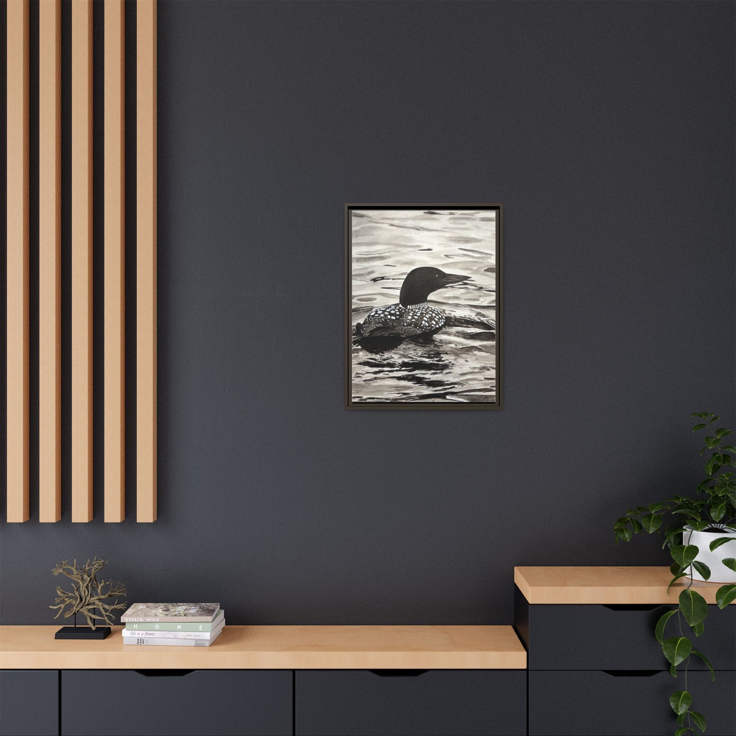 Framed Loon Canvas Print