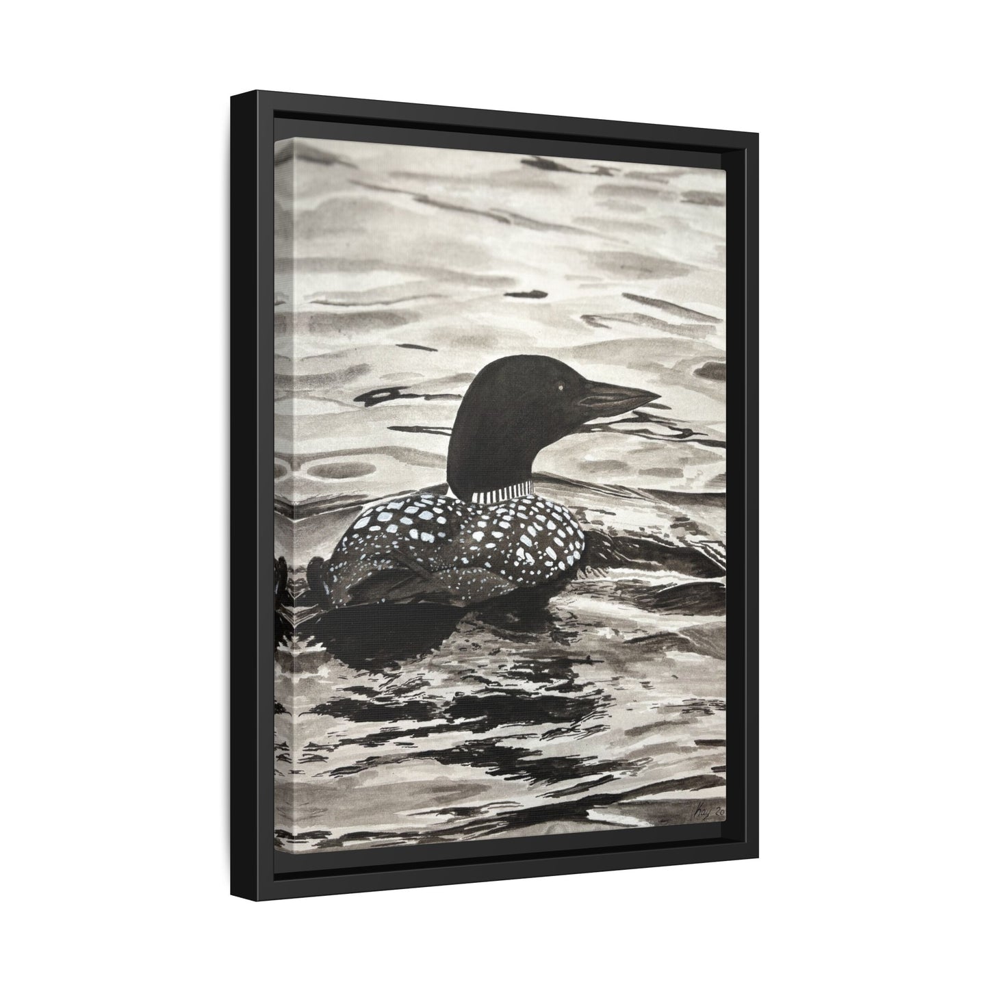 Framed Loon Canvas Print