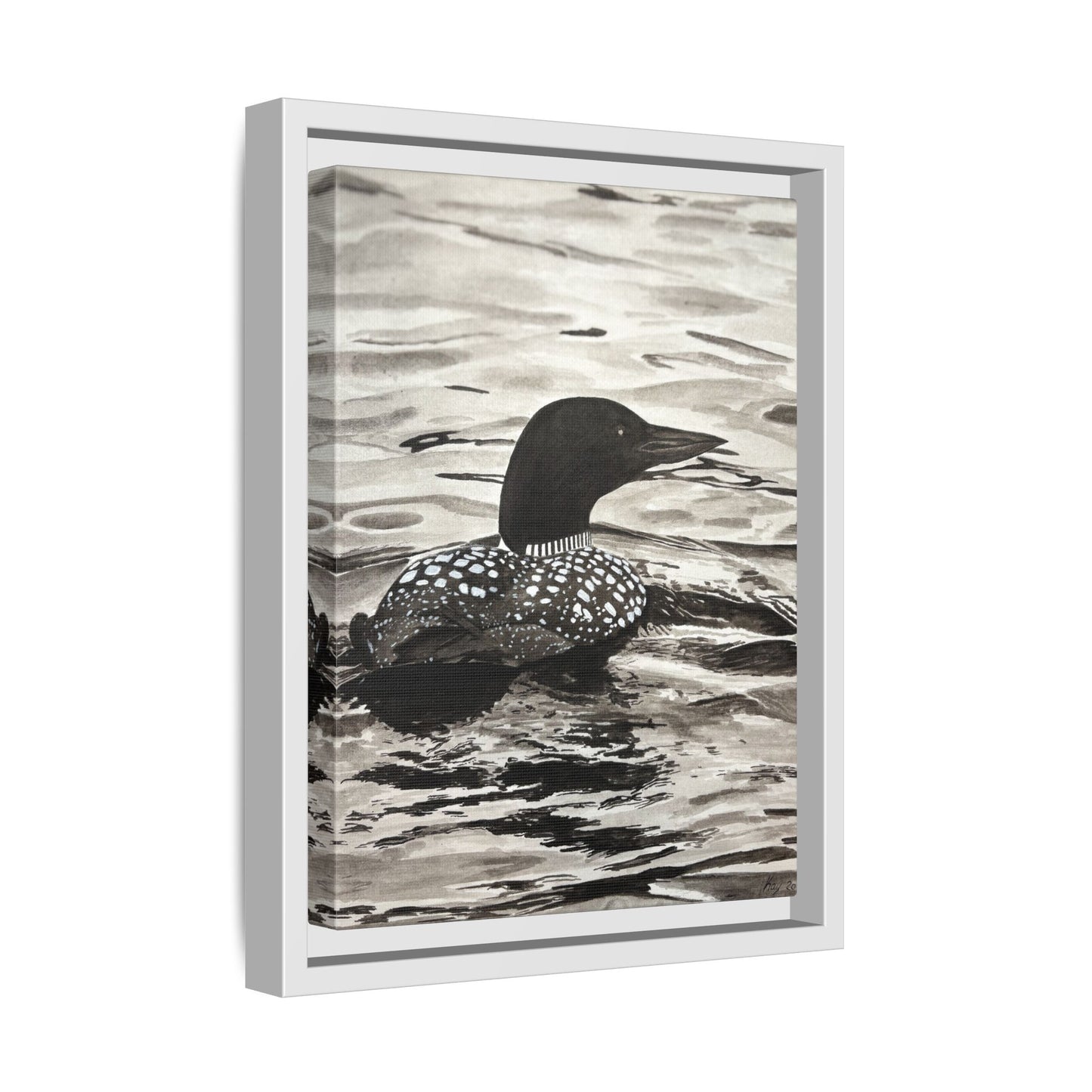 Framed Loon Canvas Print