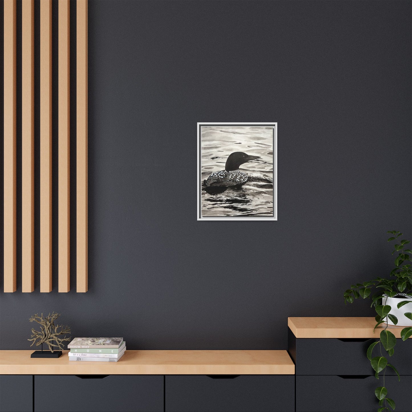 Framed Loon Canvas Print