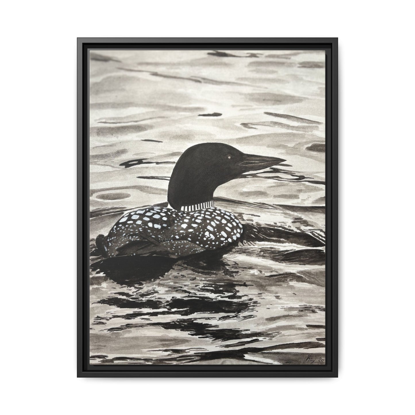 Framed Loon Canvas Print