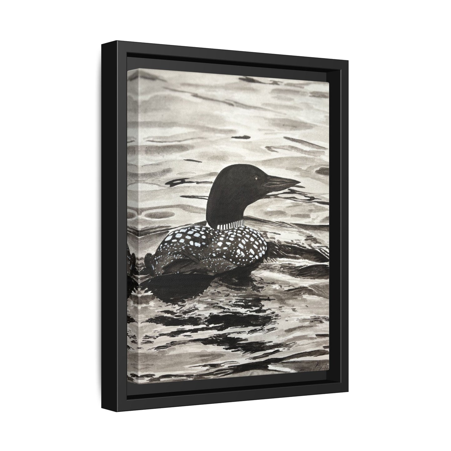 Framed Loon Canvas Print