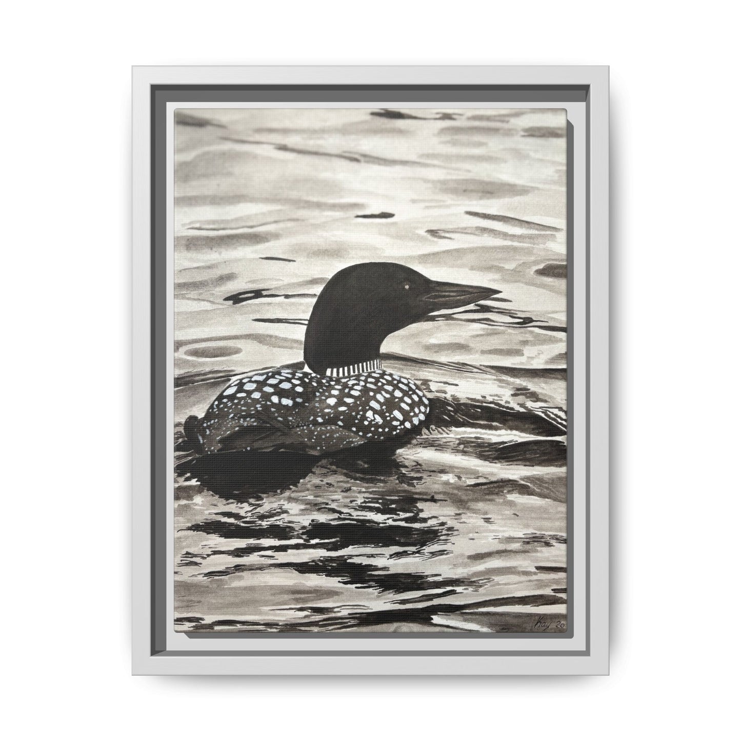 Framed Loon Canvas Print