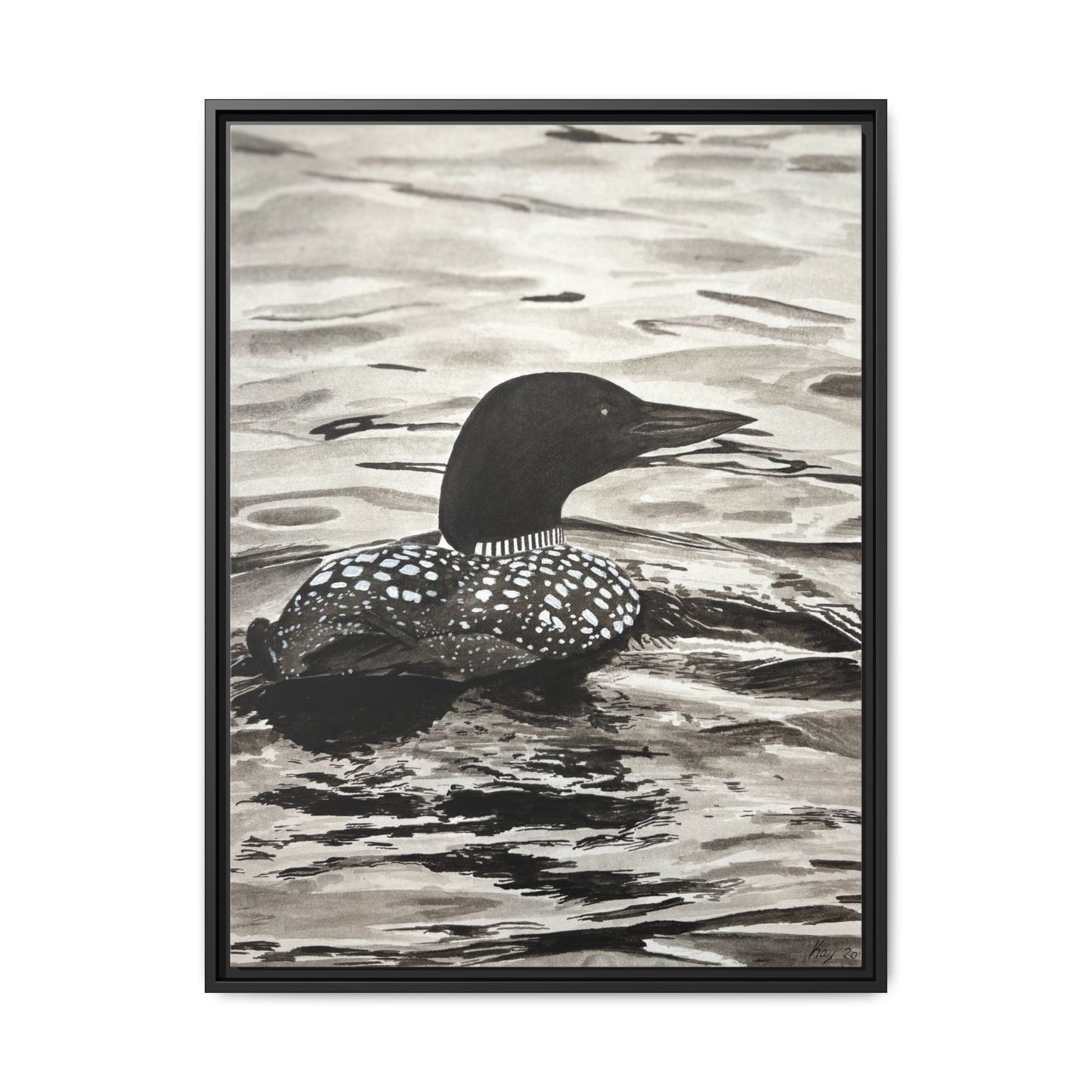 Framed Loon Canvas Print