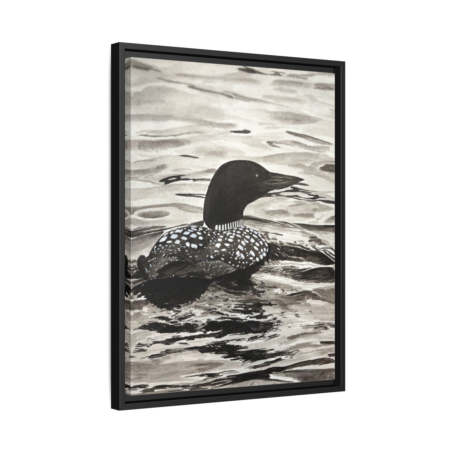 Framed Loon Canvas Print