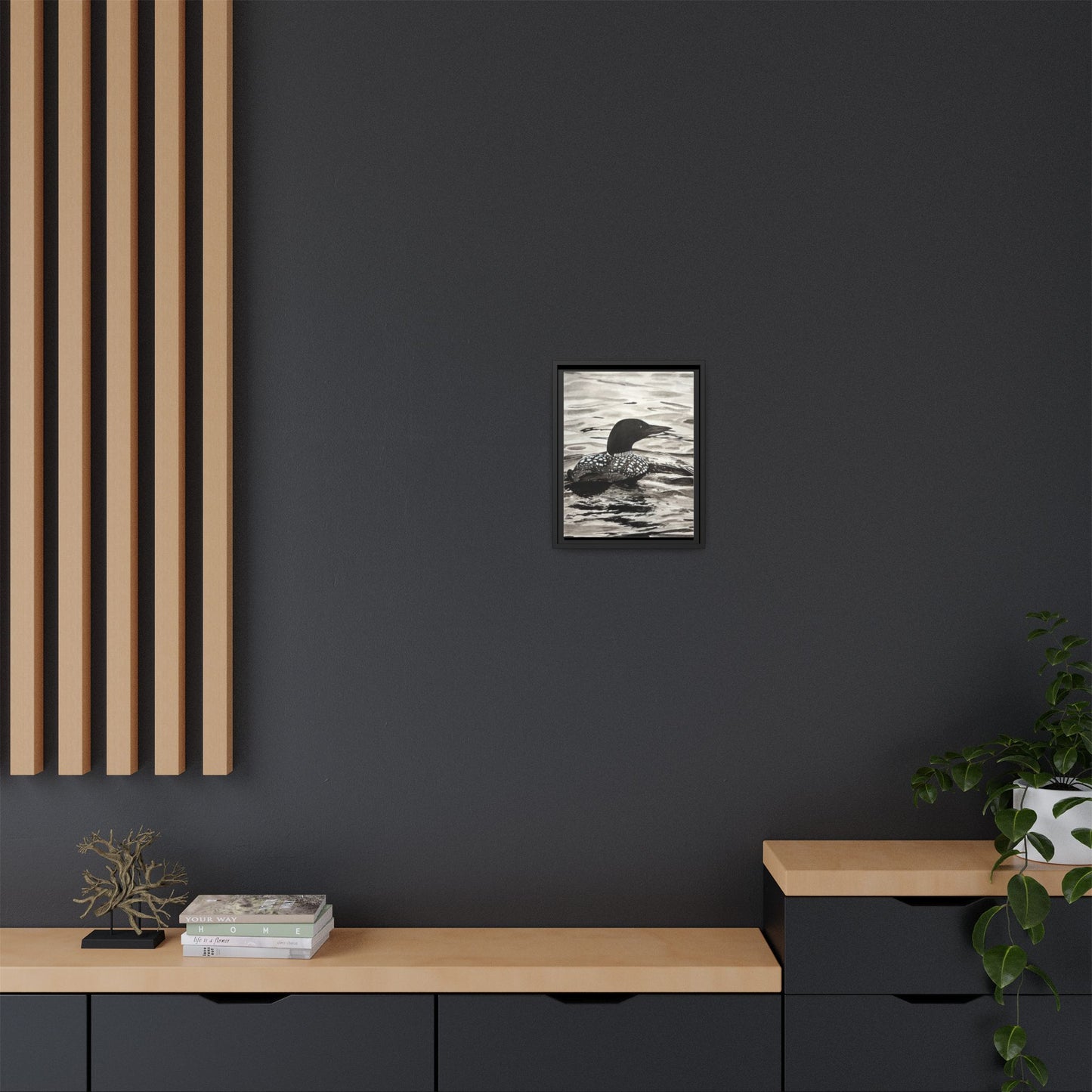 Framed Loon Canvas Print