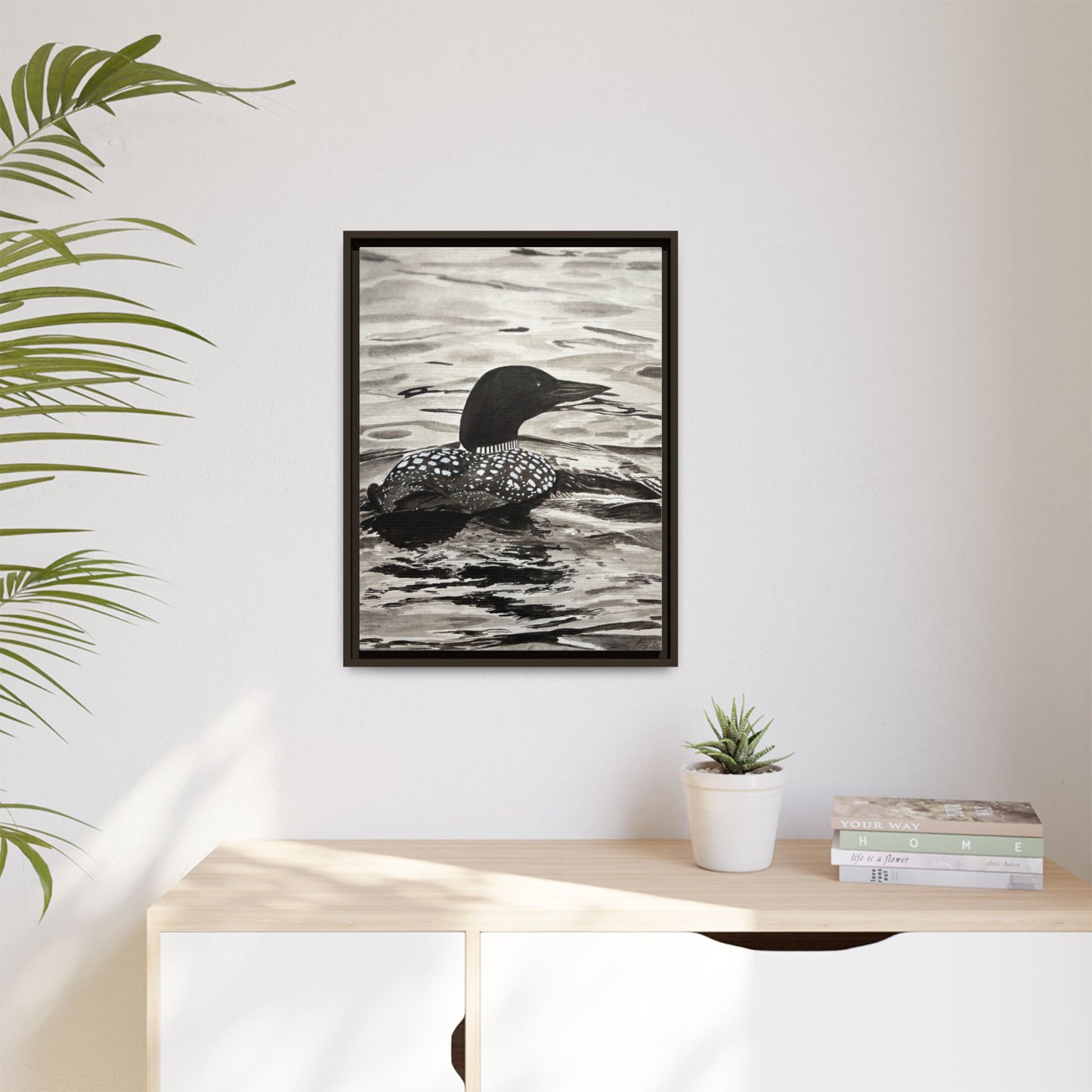 Framed Loon Canvas Print