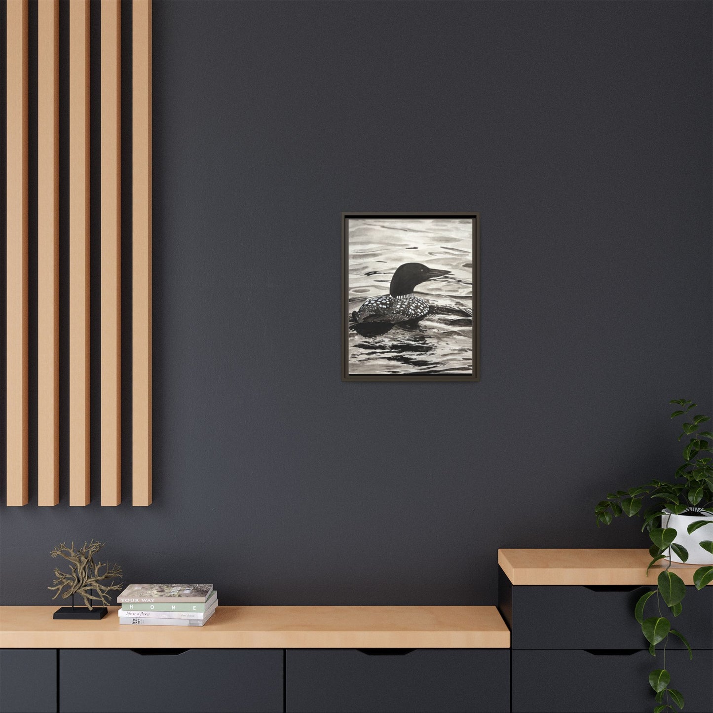 Framed Loon Canvas Print