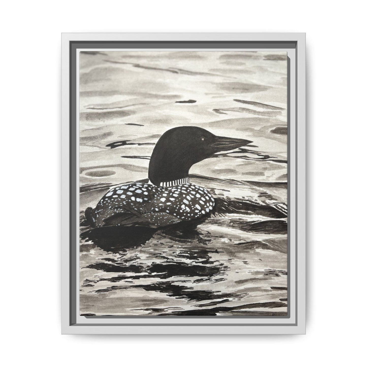 Framed Loon Canvas Print