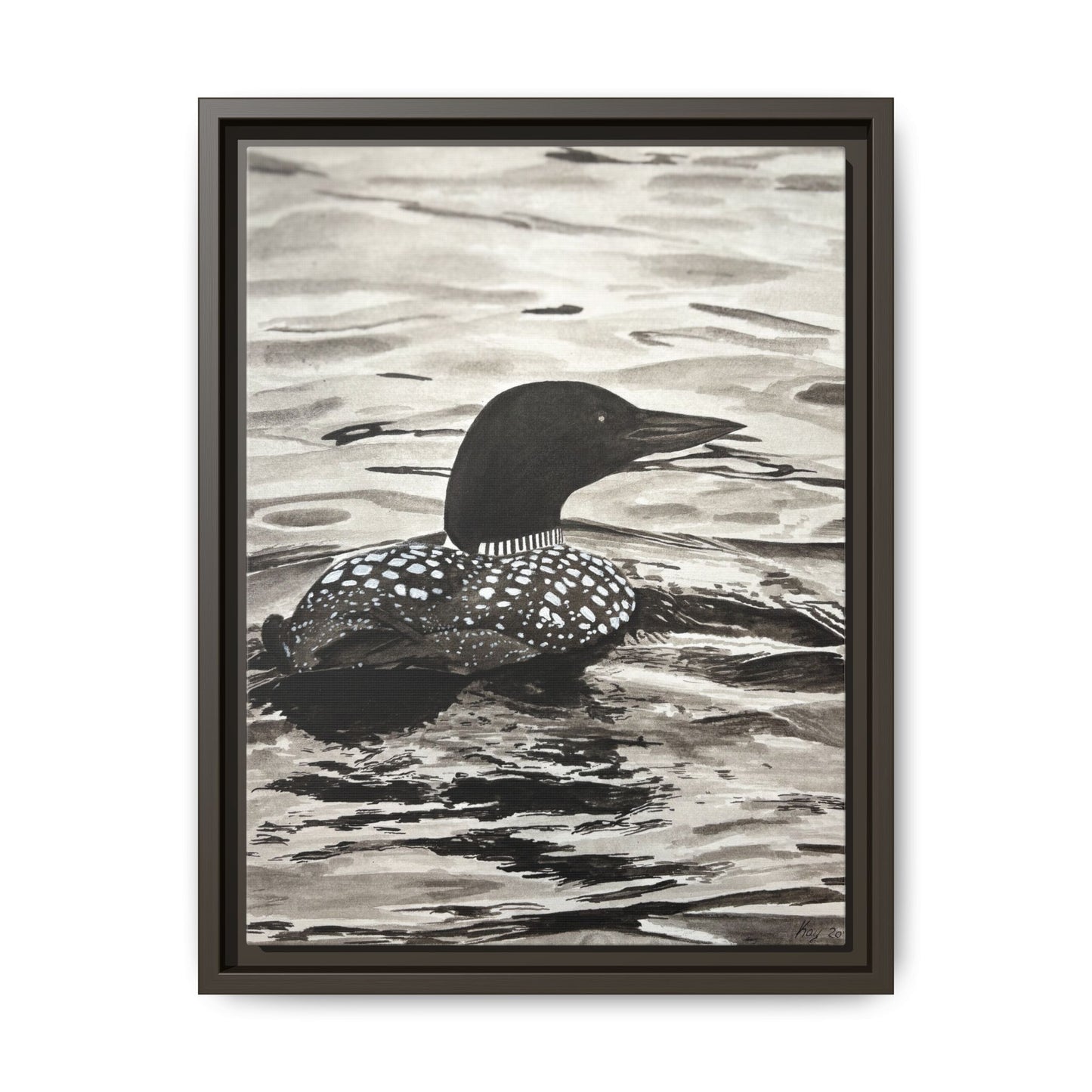 Framed Loon Canvas Print