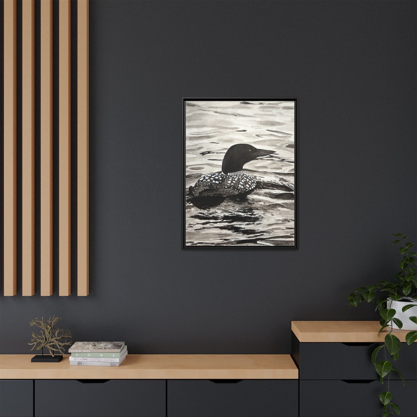 Framed Loon Canvas Print