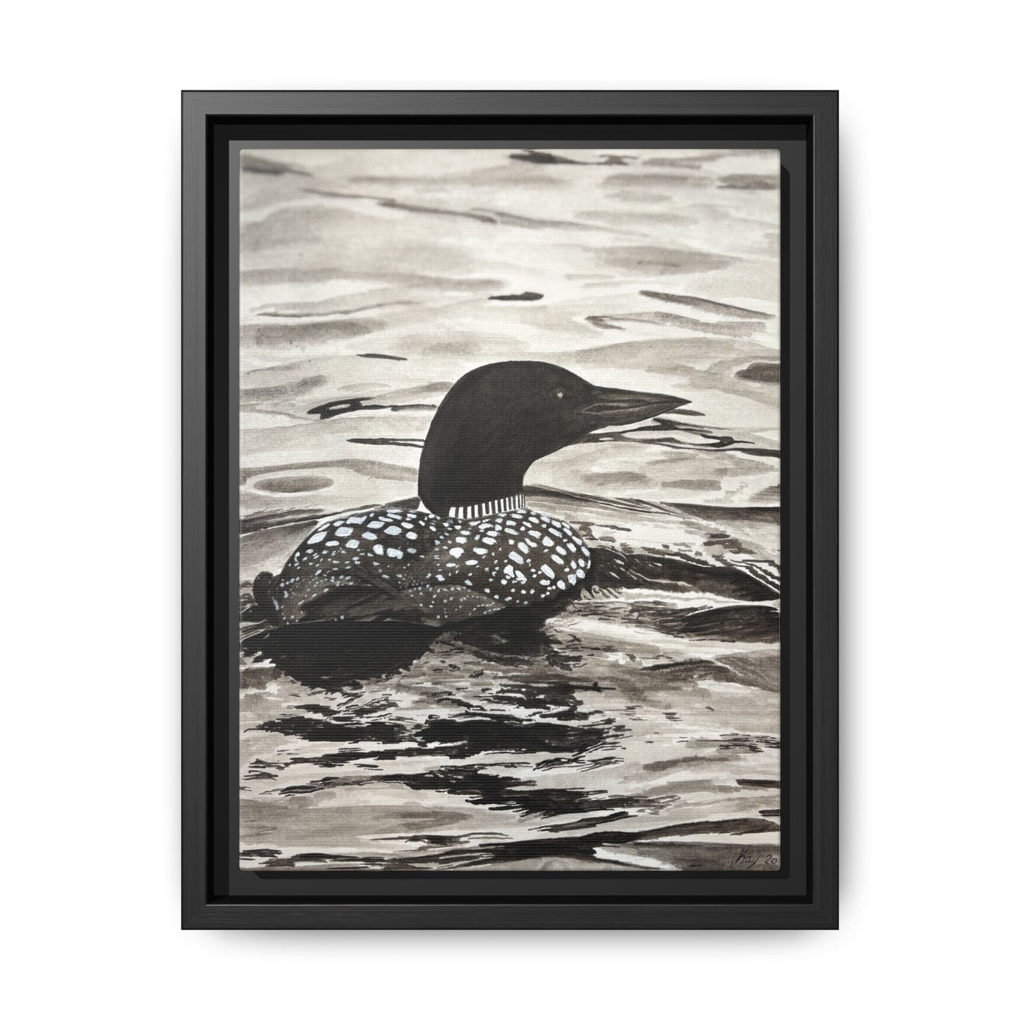 Framed Loon Canvas Print
