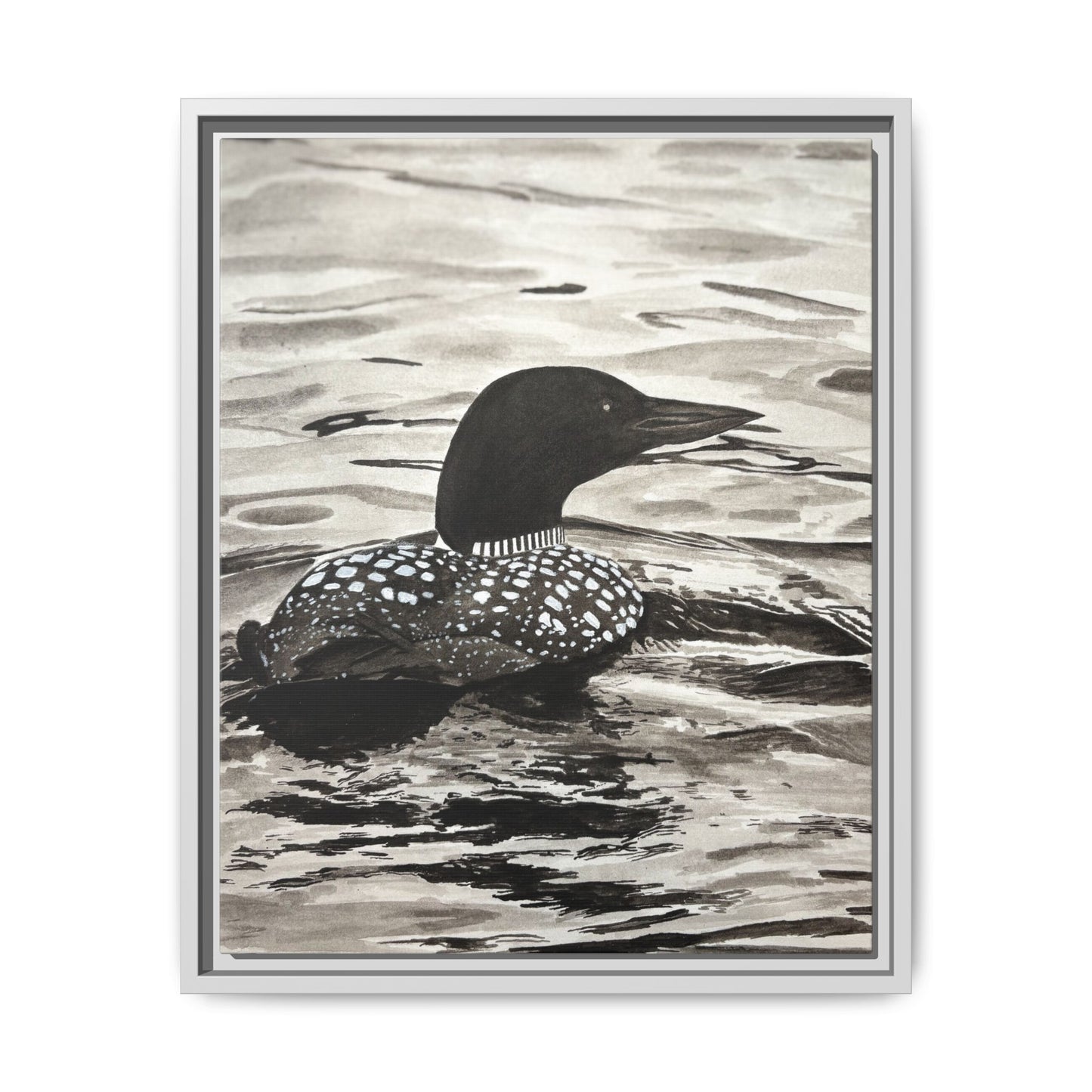 Framed Loon Canvas Print
