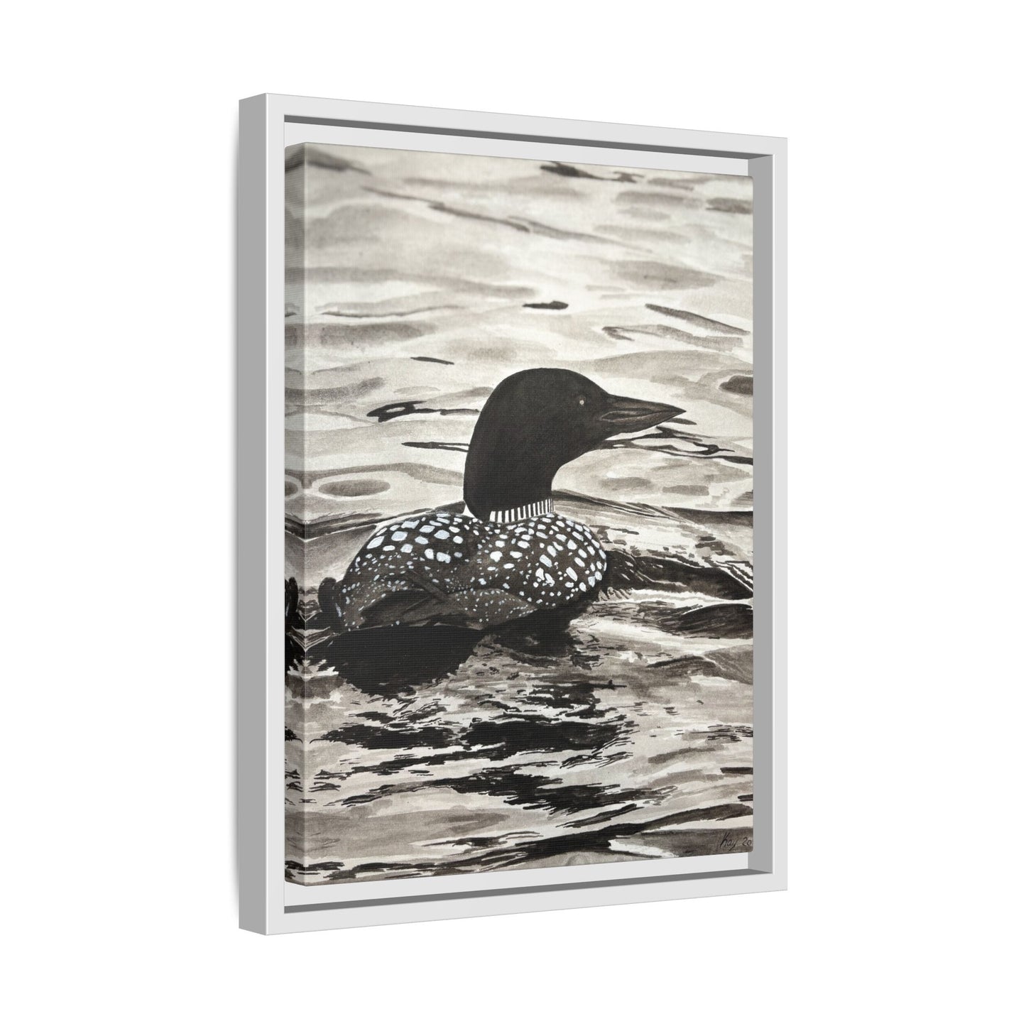 Framed Loon Canvas Print