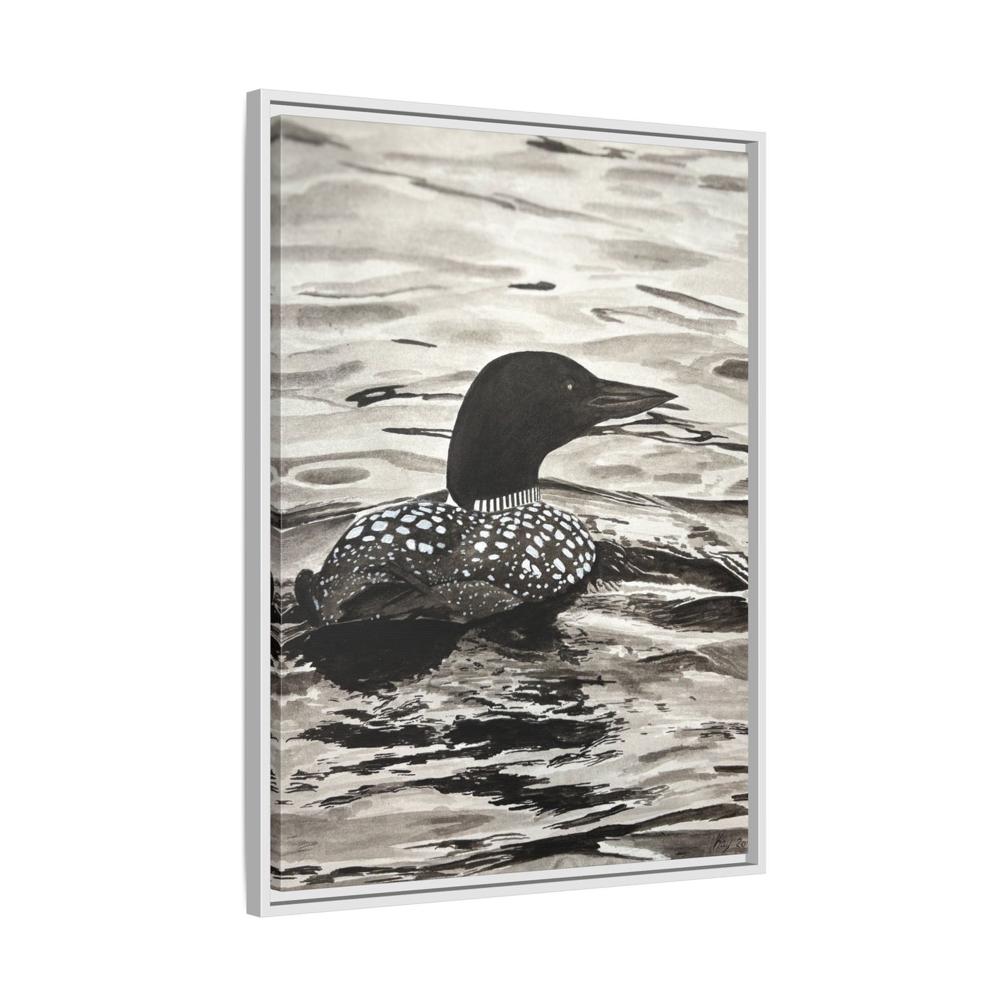 Framed Loon Canvas Print