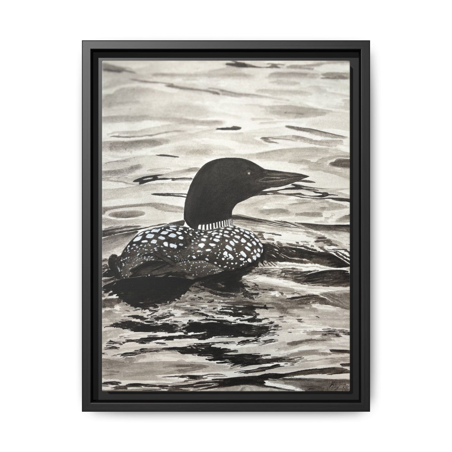 Framed Loon Canvas Print