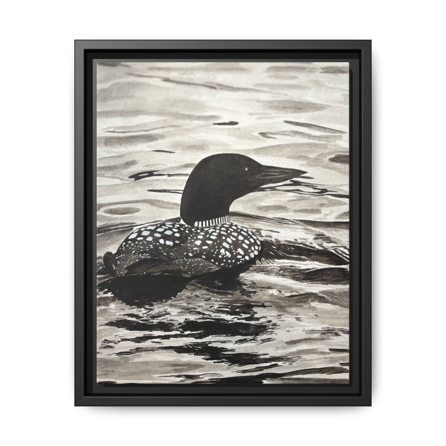 Framed Loon Canvas Print