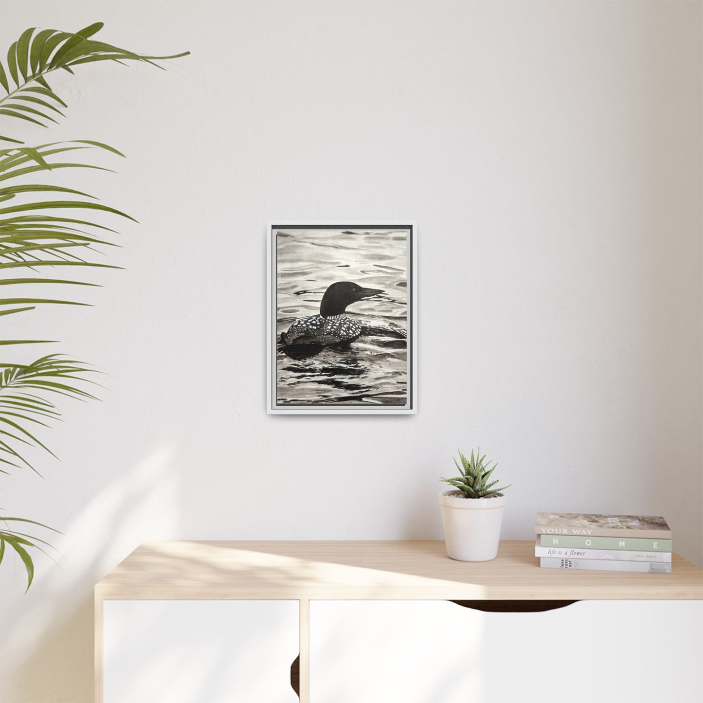 Framed Loon Canvas Print
