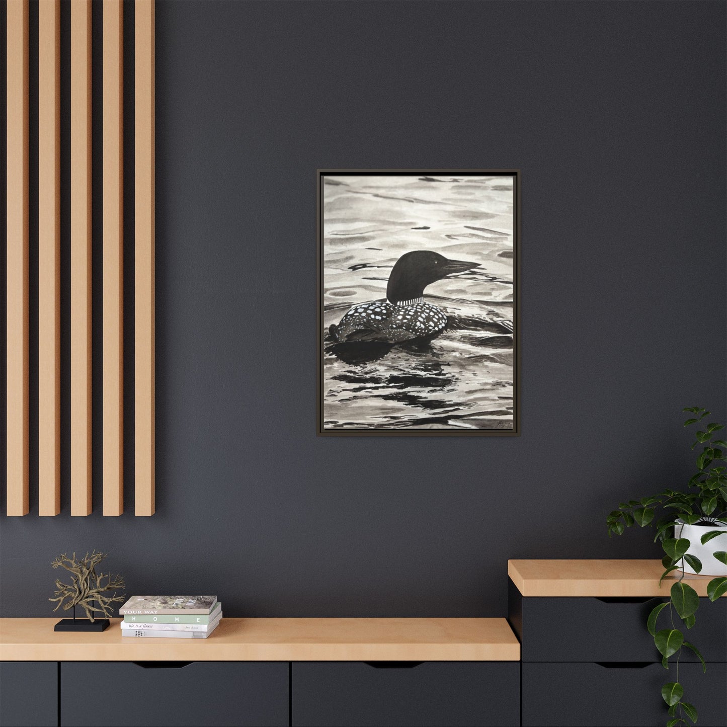 Framed Loon Canvas Print
