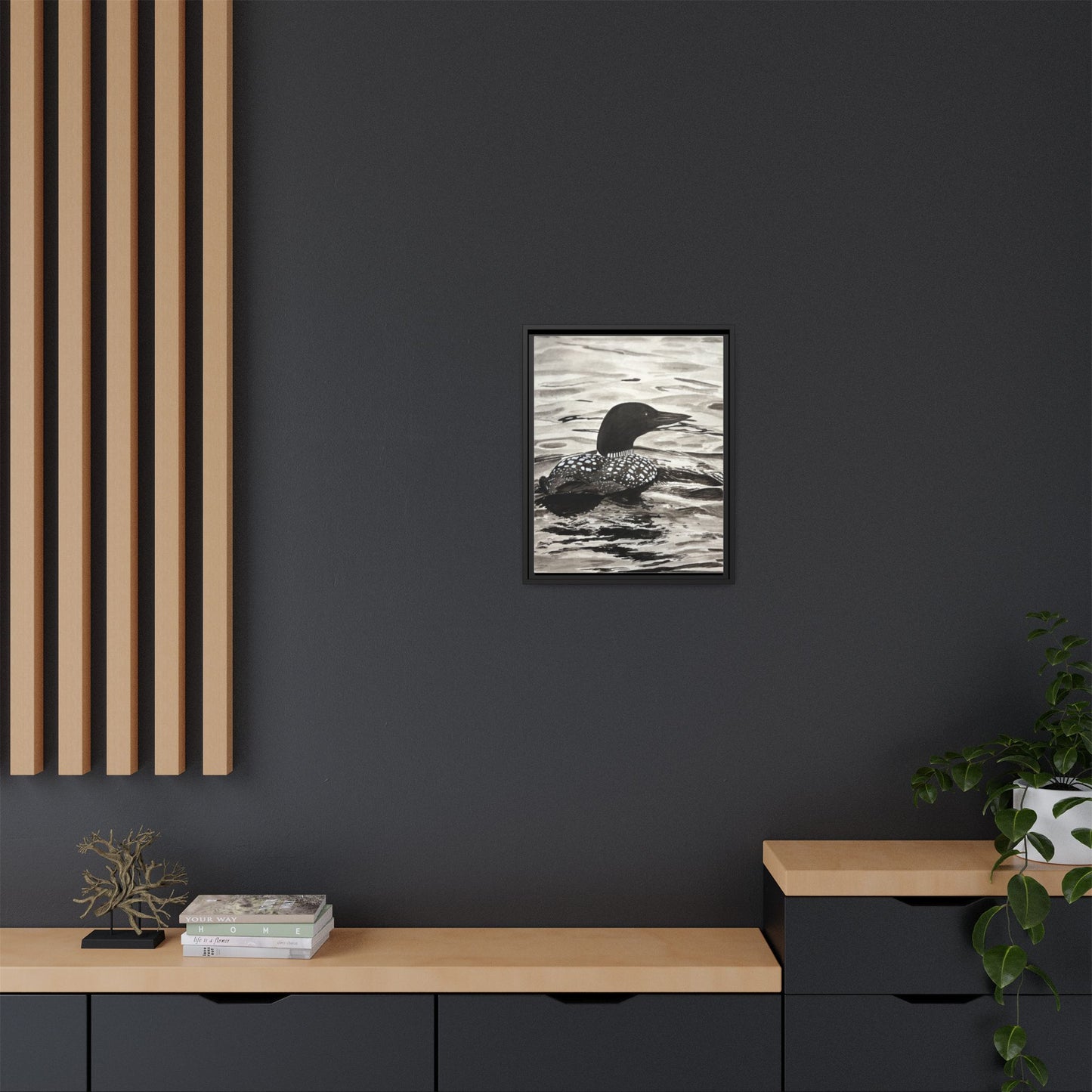 Framed Loon Canvas Print