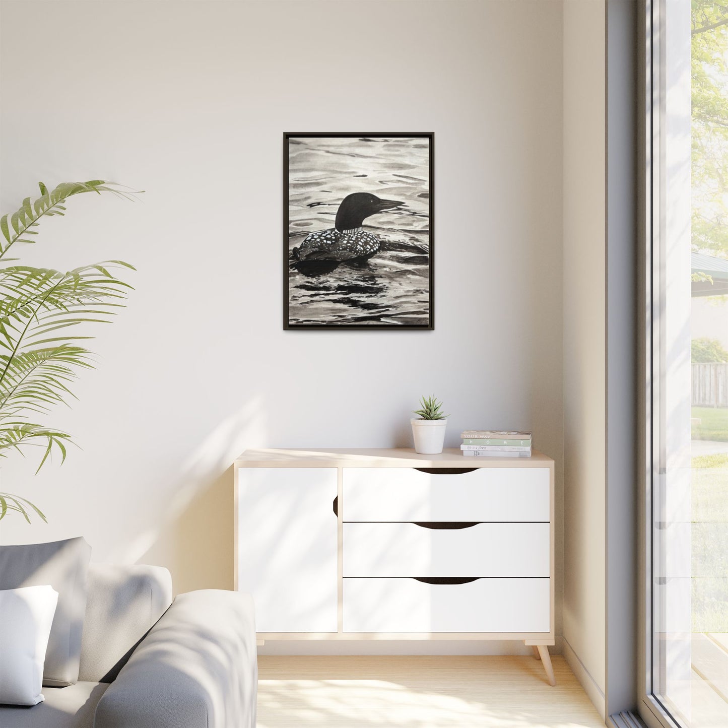 Framed Loon Canvas Print